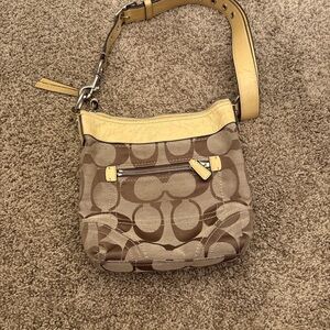 Coach Brown and Cream Shoulder Bag